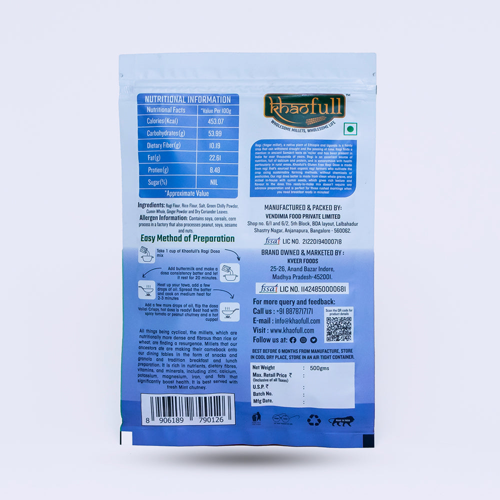 GLUTEN FREE INSTANT RAGI DOSA MIX - Khaofull