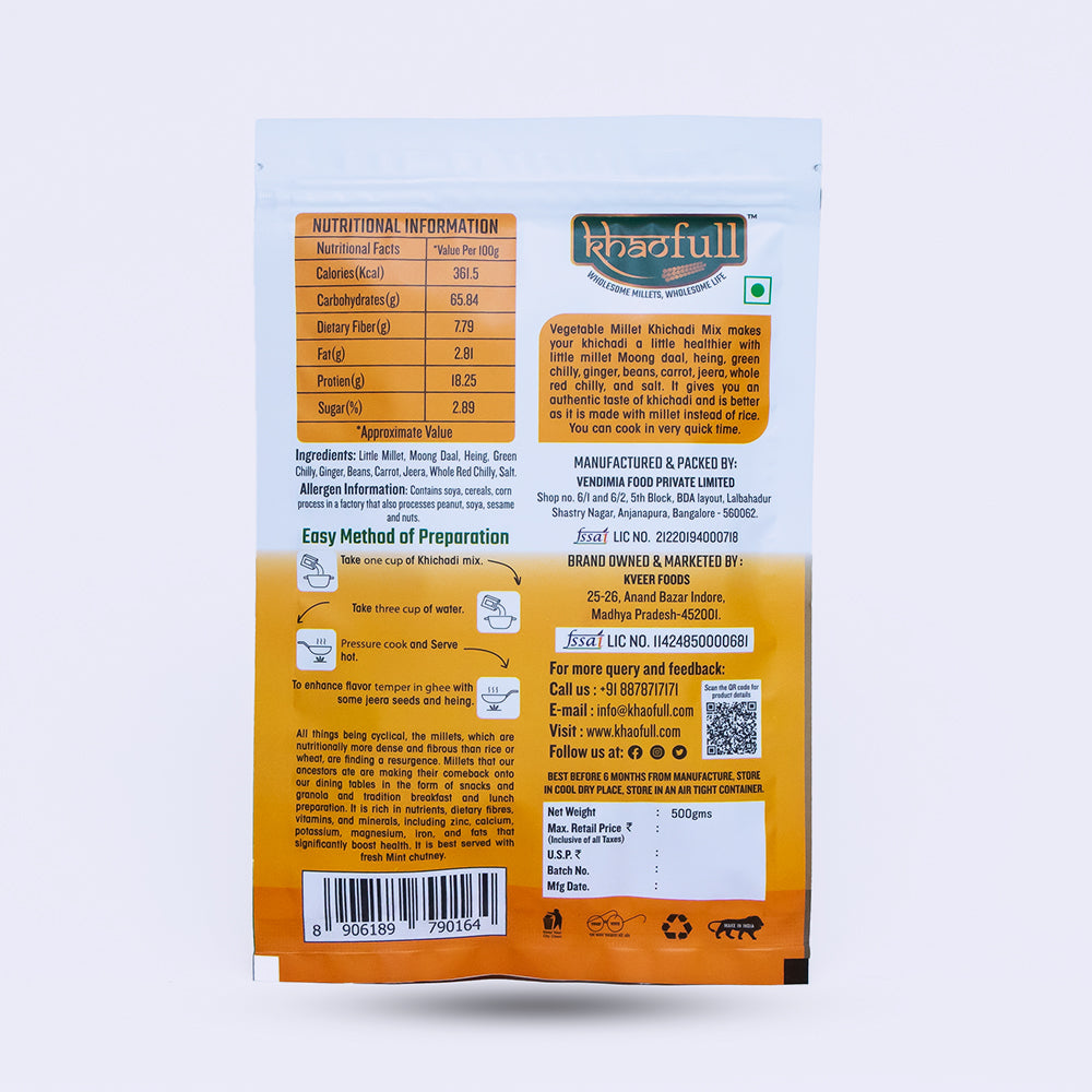 GLUTEN FREE VEGETABLE MILLET KHICHADI MIX - Khaofull