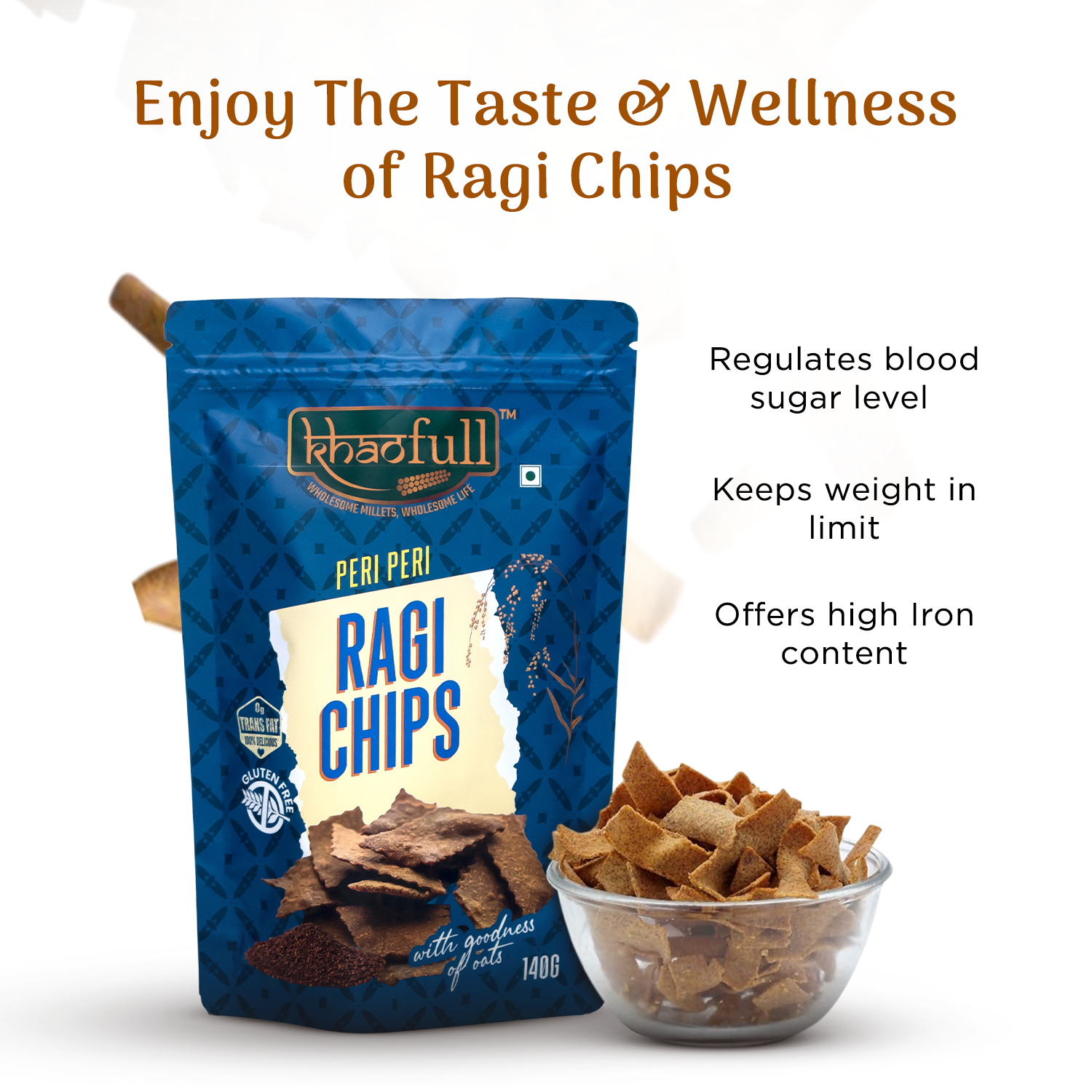 KHAOFULL PERI PERI RAGI CHIPS
