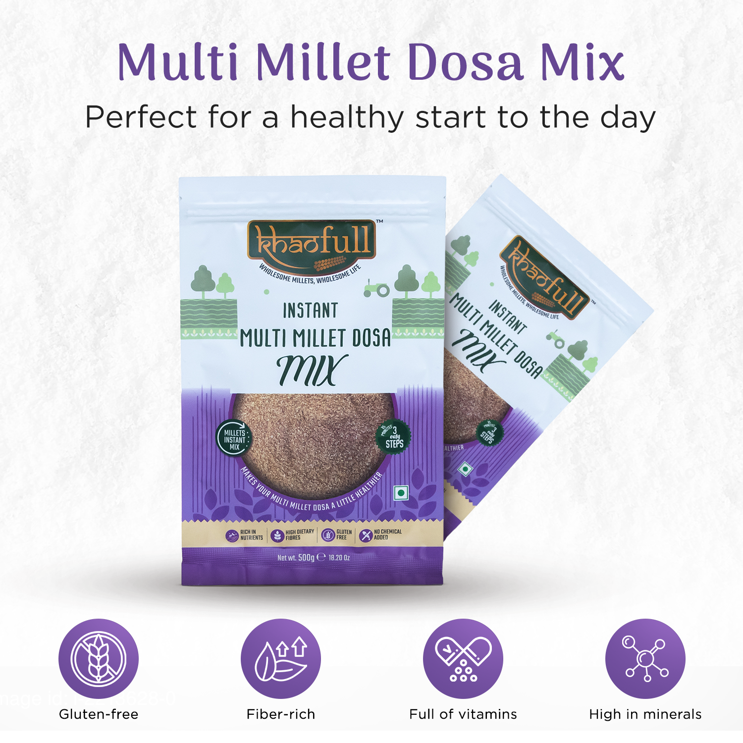 GLUTEN FREE INSTANT MULTI MILLET DOSA MIX - Khaofull