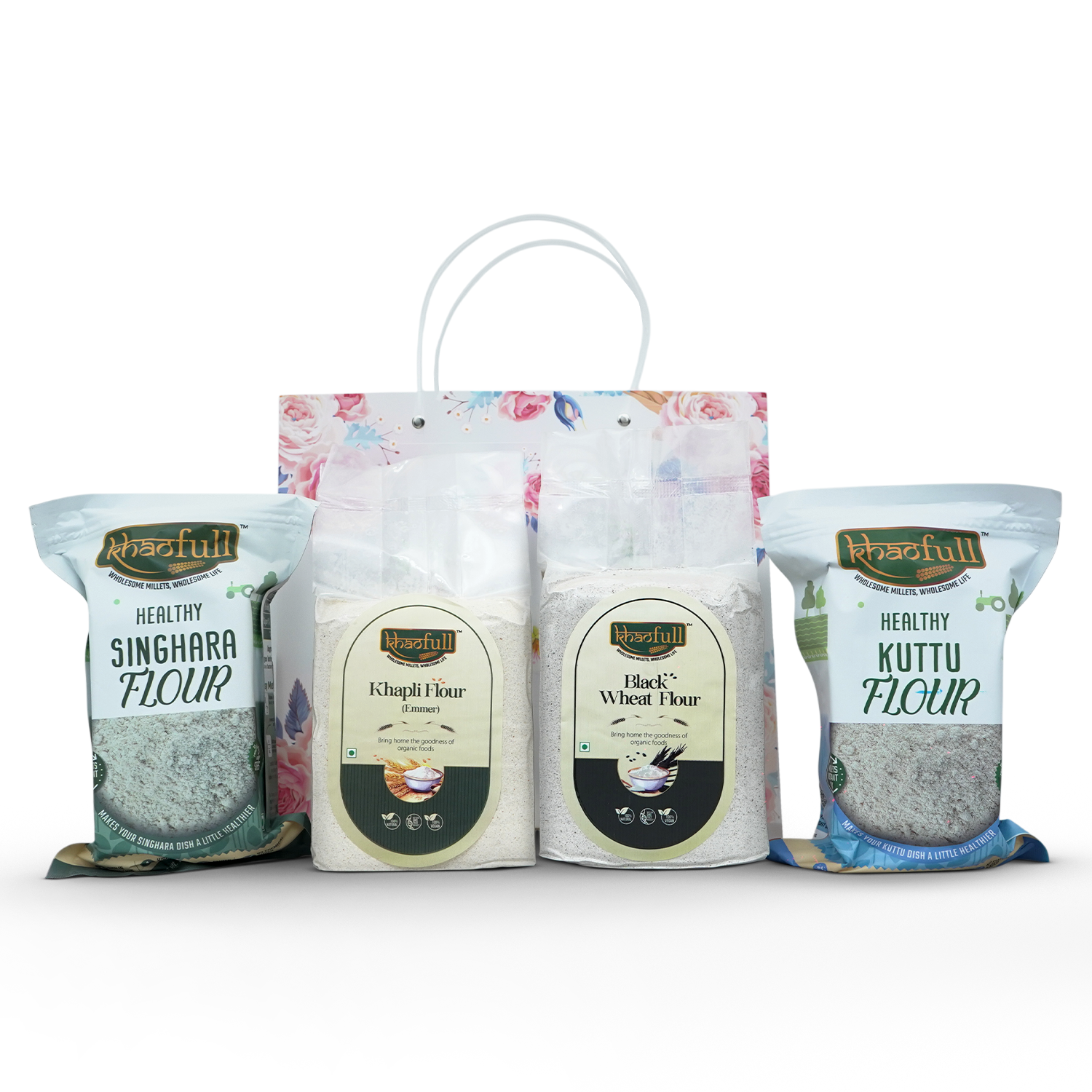 SINGHARA FLOUR, KUTTU FLOUR, KHAPLI WHEAT FLOUR & BLACK WHEAT FLOUR (COMBO)