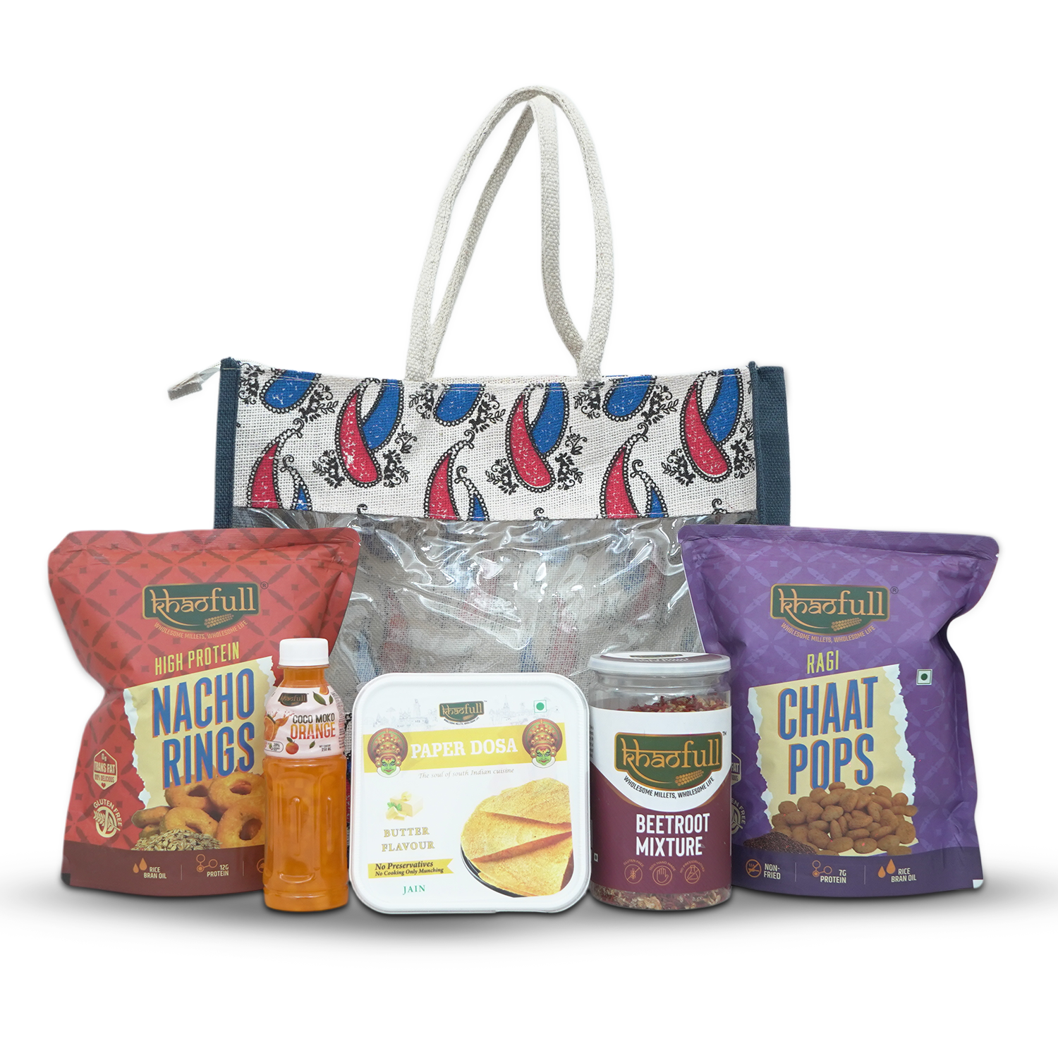 PAPER DOSA, BEETROOT MIXTURE, RAGI CHAAT POPS, NACHO RINGS & COCO MOKO (COMBO)