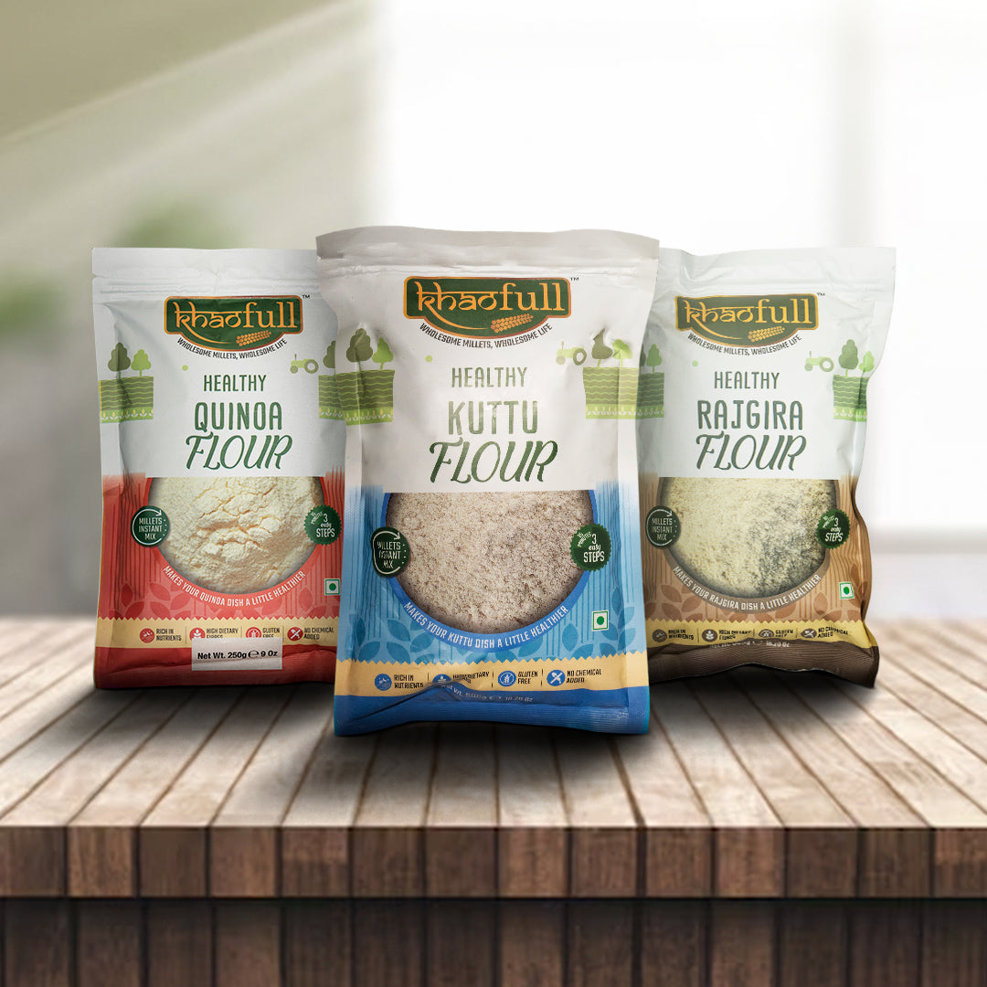 QUINOA FLOUR, KUTTU FLOUR & RAJGIRA FLOUR (COMBO) - Khaofull